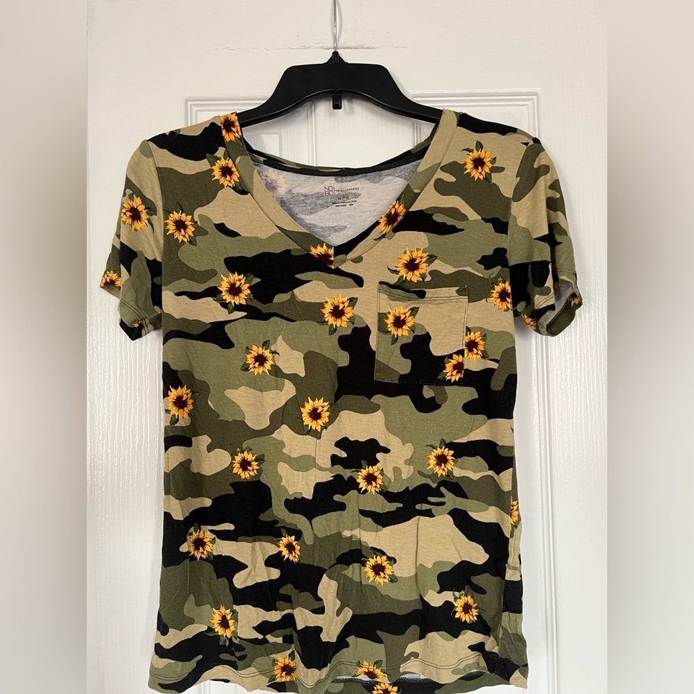 No Boundaries Sunflower Camo Top